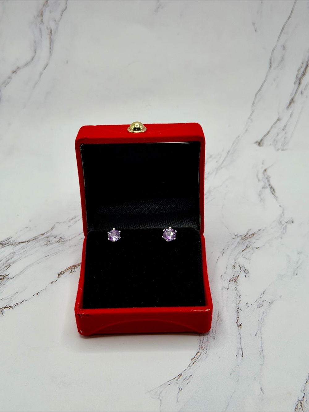 Sterling Silver Natural Amethyst Earrings - Amethyst Color